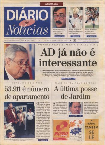 Edição do dia 11 Novembro 1996 da pubicação Diário de Notícias