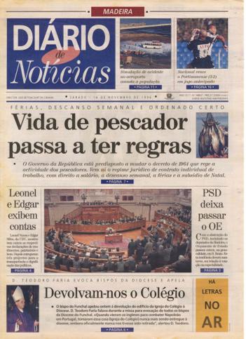 Edição do dia 16 Novembro 1996 da pubicação Diário de Notícias