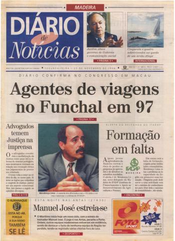 Edição do dia 25 Novembro 1996 da pubicação Diário de Notícias