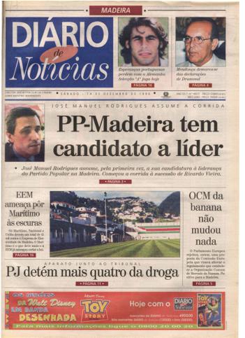 Edição do dia 14 Dezembro 1996 da pubicação Diário de Notícias