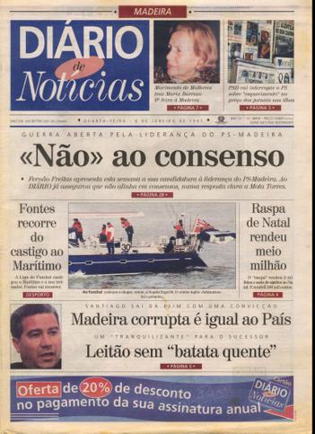 Edição do dia 8 Janeiro 1997 da pubicação Diário de Notícias