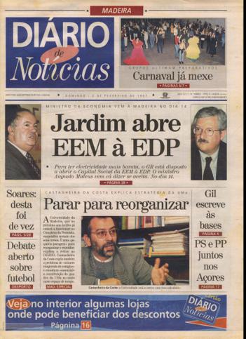 Edição do dia 2 Fevereiro 1997 da pubicação Diário de Notícias