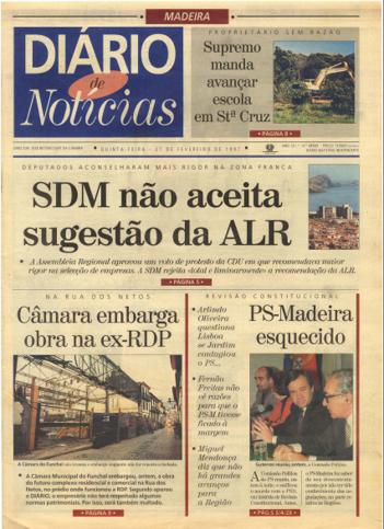 Edição do dia 27 Fevereiro 1997 da pubicação Diário de Notícias