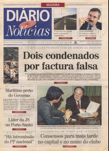 Edição do dia 4 Abril 1997 da pubicação Diário de Notícias