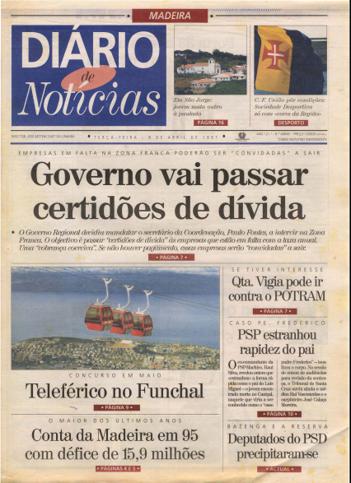 Edição do dia 8 Abril 1997 da pubicação Diário de Notícias