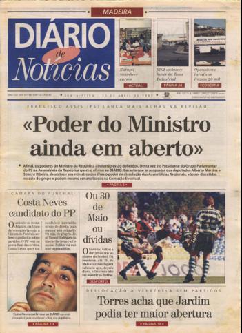 Edição do dia 11 Abril 1997 da pubicação Diário de Notícias