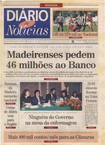 Edição do dia 18 Abril 1997 da pubicação Diário de Notícias