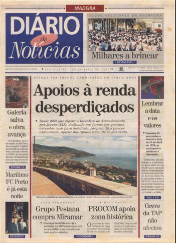 Edição do dia 25 Abril 1997 da pubicação Diário de Notícias