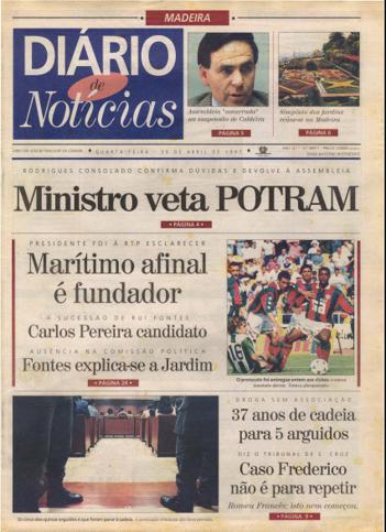 Edição do dia 30 Abril 1997 da pubicação Diário de Notícias