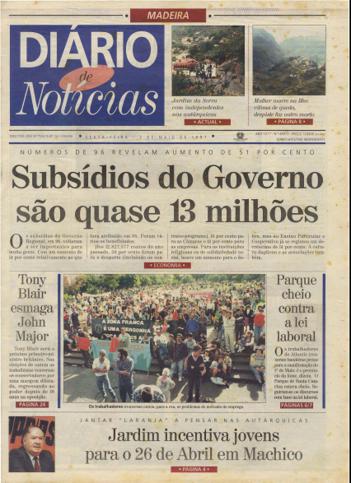 Edição do dia 2 Maio 1997 da pubicação Diário de Notícias