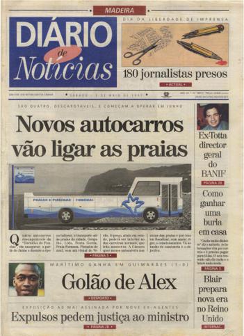 Edição do dia 3 Maio 1997 da pubicação Diário de Notícias