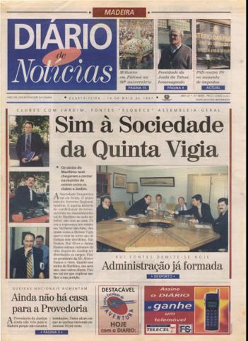 Edição do dia 14 Maio 1997 da pubicação Diário de Notícias