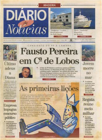 Edição do dia 3 Setembro 1997 da pubicação Diário de Notícias