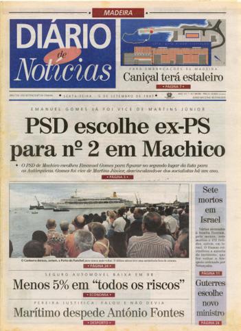 Edição do dia 5 Setembro 1997 da pubicação Diário de Notícias