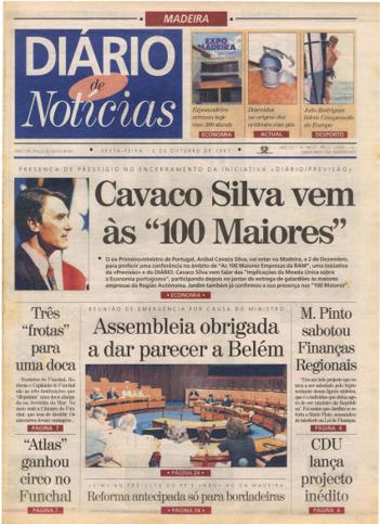 Edição do dia 3 Outubro 1997 da pubicação Diário de Notícias