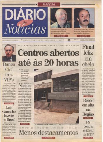 Edição do dia 10 Outubro 1997 da pubicação Diário de Notícias