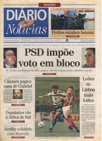 Edição do dia 18 Outubro 1997 da pubicação Diário de Notícias