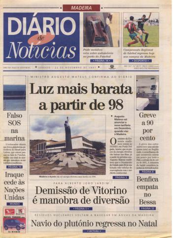 Edição do dia 22 Novembro 1997 da pubicação Diário de Notícias