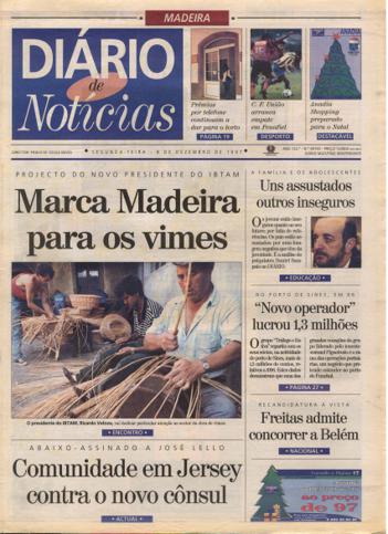 Edição do dia 8 Dezembro 1997 da pubicação Diário de Notícias