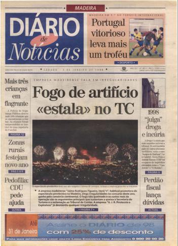 Edição do dia 3 Janeiro 1998 da pubicação Diário de Notícias