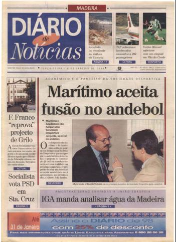 Edição do dia 6 Janeiro 1998 da pubicação Diário de Notícias