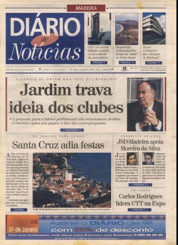 Edição do dia 9 Janeiro 1998 da pubicação Diário de Notícias