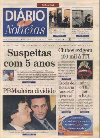 Edição do dia 13 Janeiro 1998 da pubicação Diário de Notícias