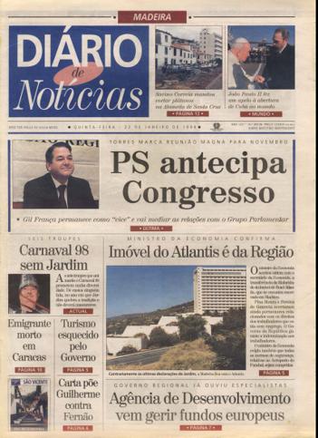 Edição do dia 22 Janeiro 1998 da pubicação Diário de Notícias