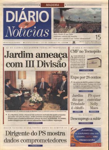 Edição do dia 23 Janeiro 1998 da pubicação Diário de Notícias