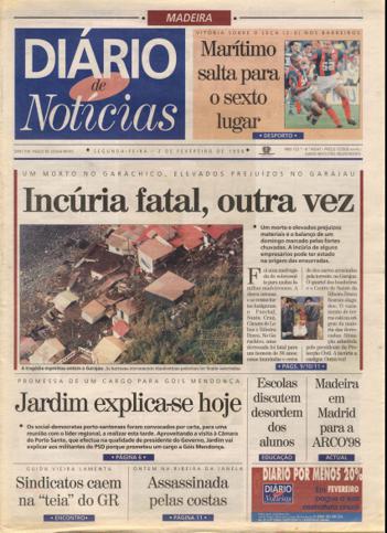 Edição do dia 2 Fevereiro 1998 da pubicação Diário de Notícias