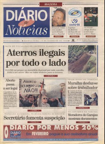 Edição do dia 5 Fevereiro 1998 da pubicação Diário de Notícias