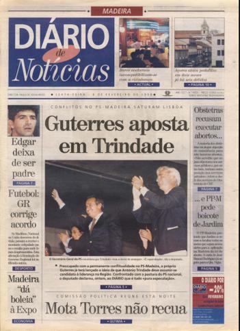 Edição do dia 6 Fevereiro 1998 da pubicação Diário de Notícias