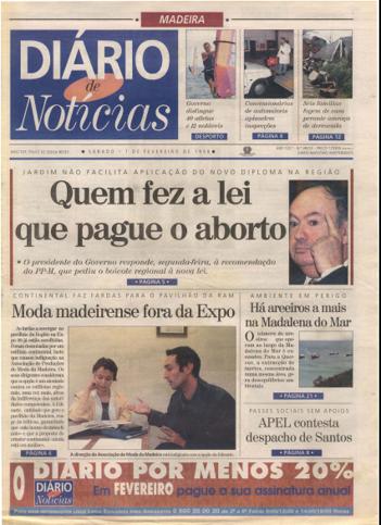 Edição do dia 7 Fevereiro 1998 da pubicação Diário de Notícias