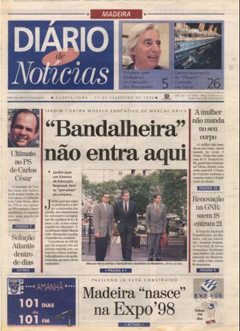 Edição do dia 11 Fevereiro 1998 da pubicação Diário de Notícias