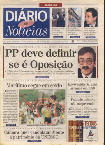 Edição do dia 16 Fevereiro 1998 da pubicação Diário de Notícias