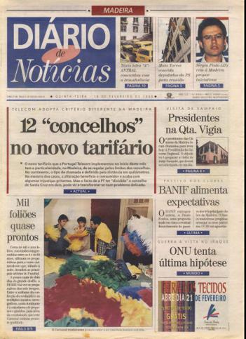 Edição do dia 19 Fevereiro 1998 da pubicação Diário de Notícias