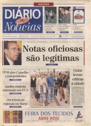 Edição do dia 21 Fevereiro 1998 da pubicação Diário de Notícias