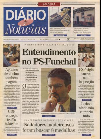 Edição do dia 3 Março 1998 da pubicação Diário de Notícias