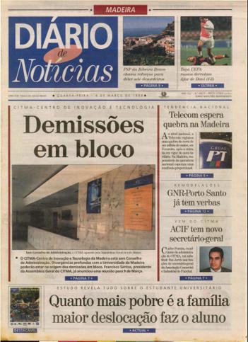 Edição do dia 4 Março 1998 da pubicação Diário de Notícias