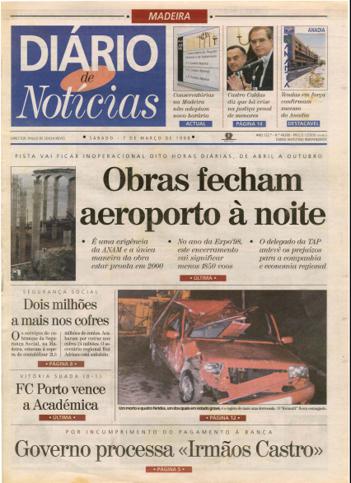 Edição do dia 7 Março 1998 da pubicação Diário de Notícias