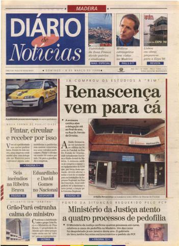 Edição do dia 8 Março 1998 da pubicação Diário de Notícias