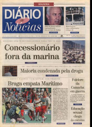 Edição do dia 16 Março 1998 da pubicação Diário de Notícias