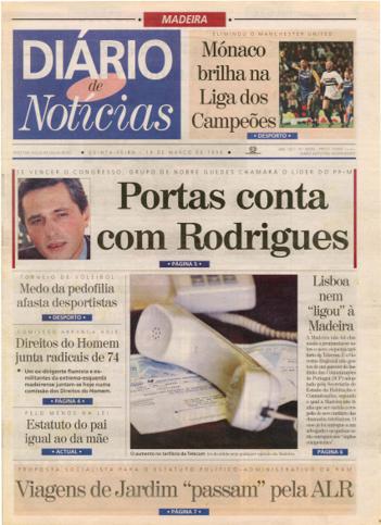 Edição do dia 19 Março 1998 da pubicação Diário de Notícias