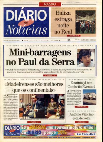 Edição do dia 2 Abril 1998 da pubicação Diário de Notícias