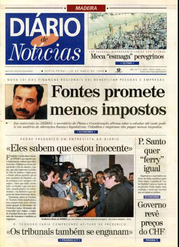 Edição do dia 10 Abril 1998 da pubicação Diário de Notícias