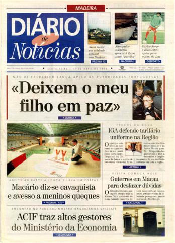 Edição do dia 17 Abril 1998 da pubicação Diário de Notícias