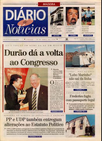 Edição do dia 18 Abril 1998 da pubicação Diário de Notícias