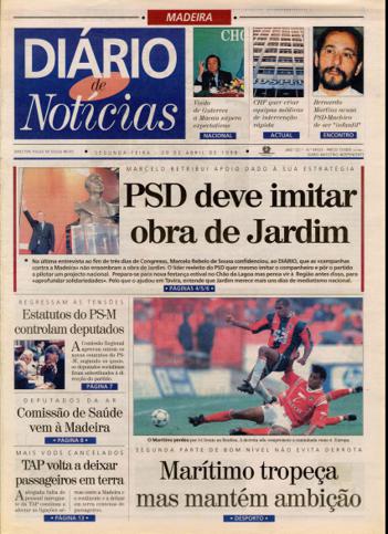 Edição do dia 20 Abril 1998 da pubicação Diário de Notícias