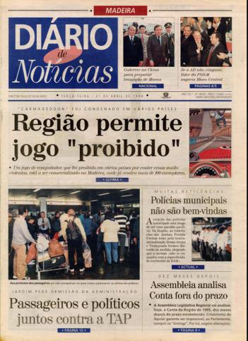 Edição do dia 21 Abril 1998 da pubicação Diário de Notícias