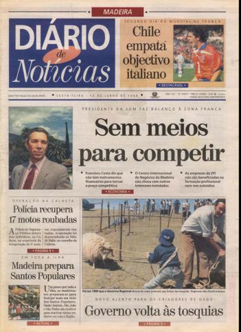 Edição do dia 12 Junho 1998 da pubicação Diário de Notícias